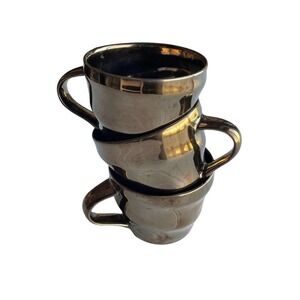 Starbucks Coffee 2013 Tea Mug Cup Metallic Bronze Copper Brown Set of 3 12fl oz